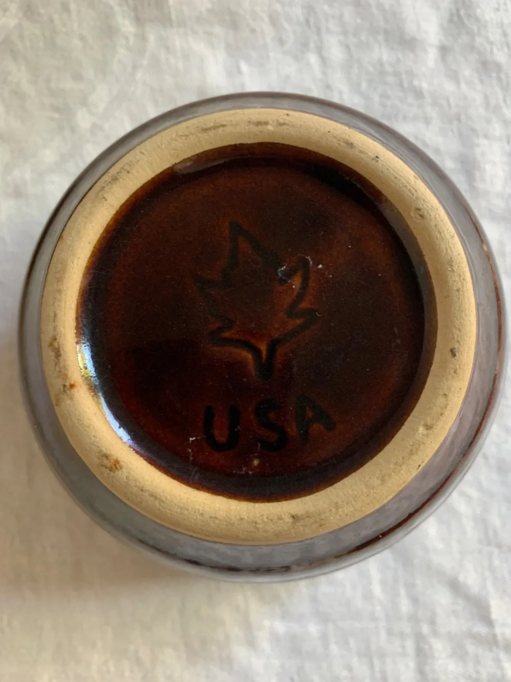 Vintage Brown Stoneware Soup Cereal Bowls Set of 2 Monmouth Maple Leaf